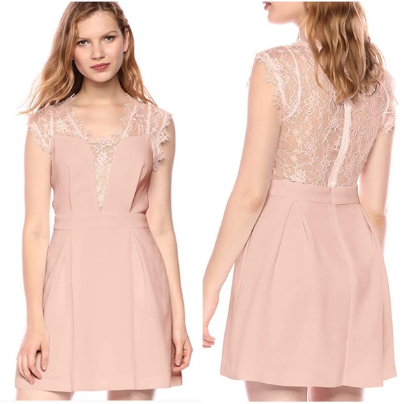 Dusty Pink Lace Inset Dress - Picture 1 of 8